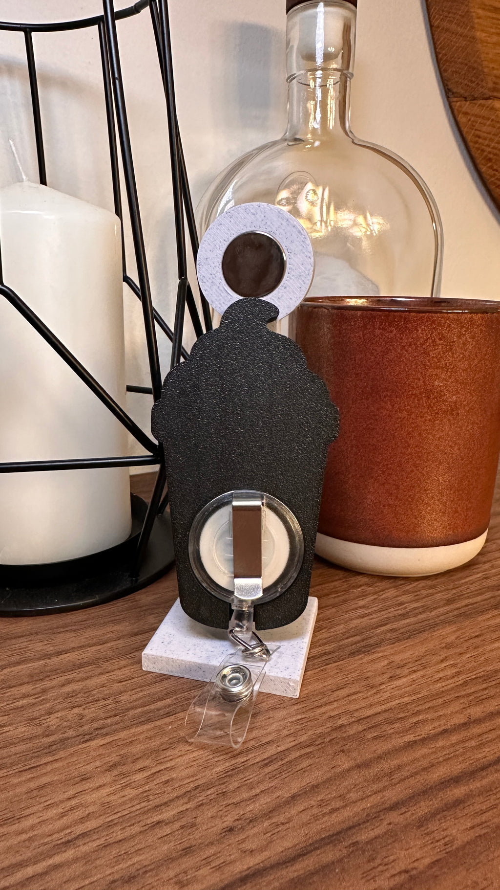 Pumpkin Spice Latte Badge Reel – Cute Fall Coffee ID Holder | Nurse & Teacher Accessory | 3D Printed Retractable Reel