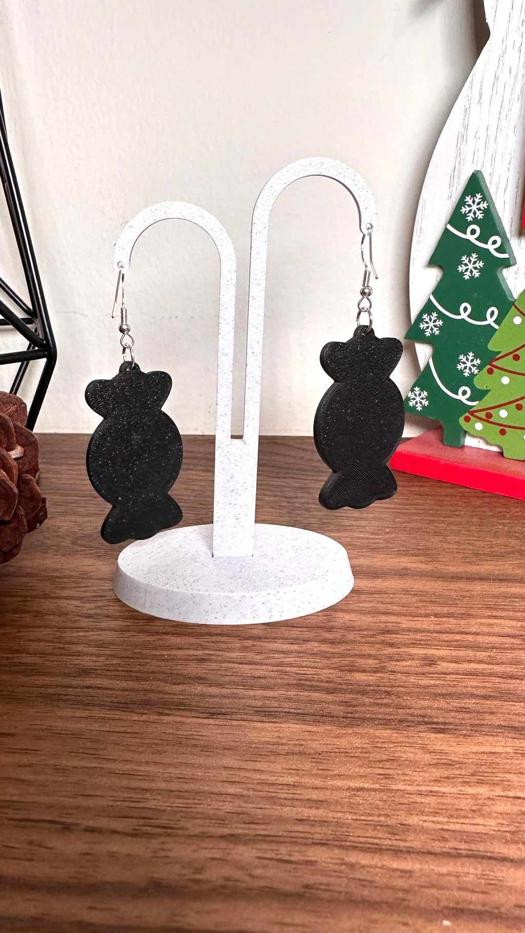 3D Printed Peppermint Earrings – Red & White Christmas Candy Earrings | Lightweight Holiday Jewelry