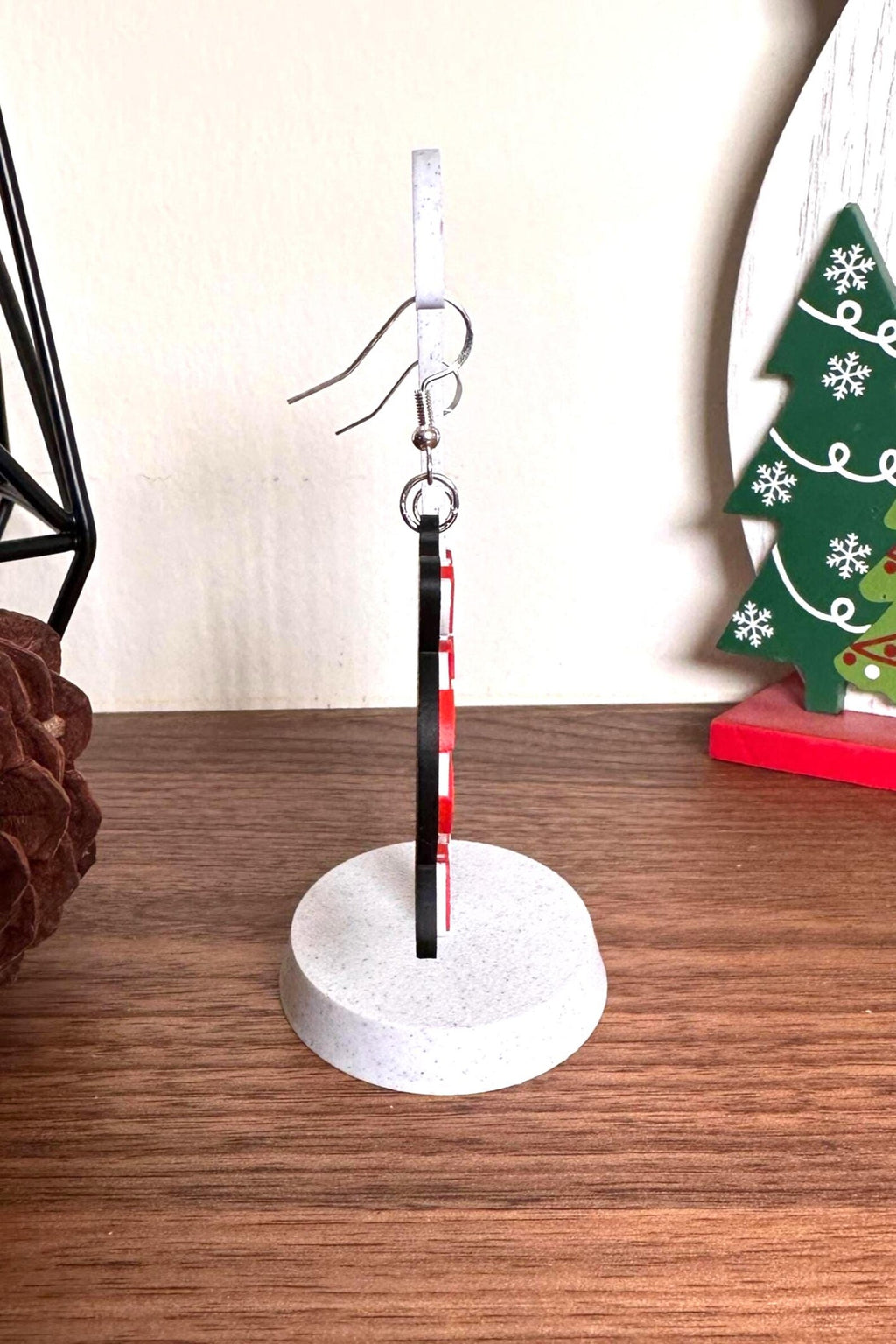 3D Printed Peppermint Earrings – Red & White Christmas Candy Earrings | Lightweight Holiday Jewelry