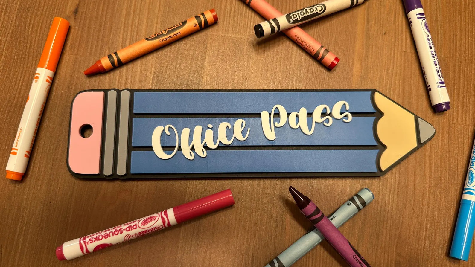 3D Printed Pencil Hall Pass: Teacher Classroom Decor