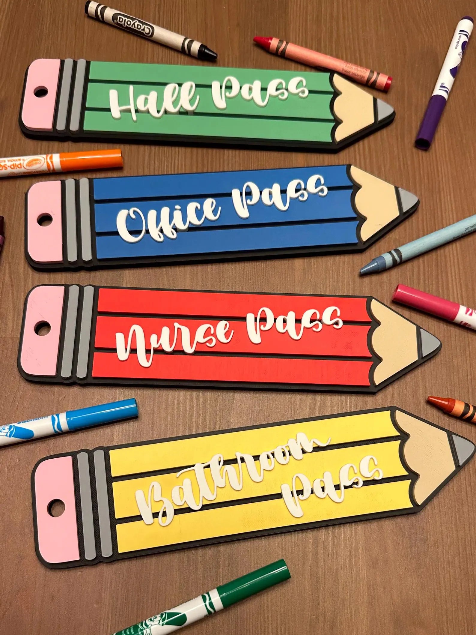 3D Printed Pencil Hall Pass: Teacher Classroom Decor