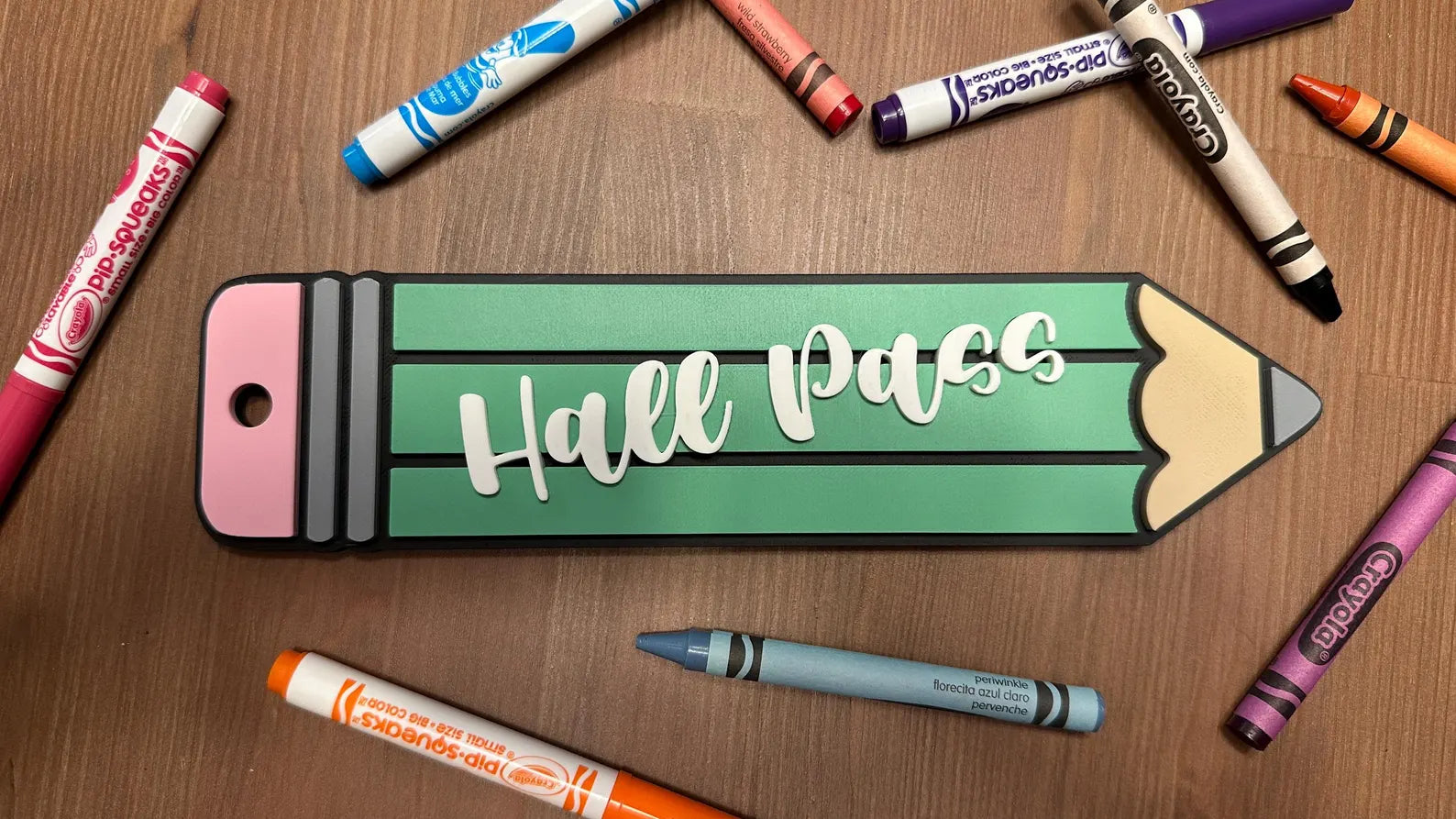 3D Printed Pencil Hall Pass: Teacher Classroom Decor