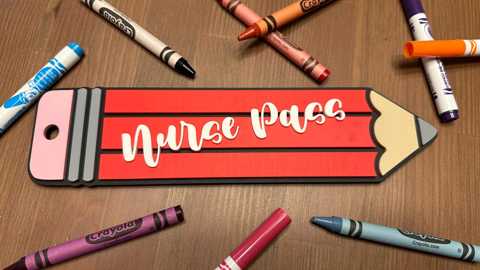 3D Printed Pencil Hall Pass: Teacher Classroom Decor
