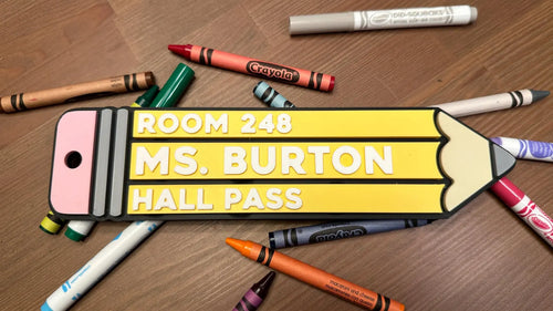 Custom 3D Printed Hall Pass | Teacher Gift | Durable, Reusable and Fun School Pencil Designs
