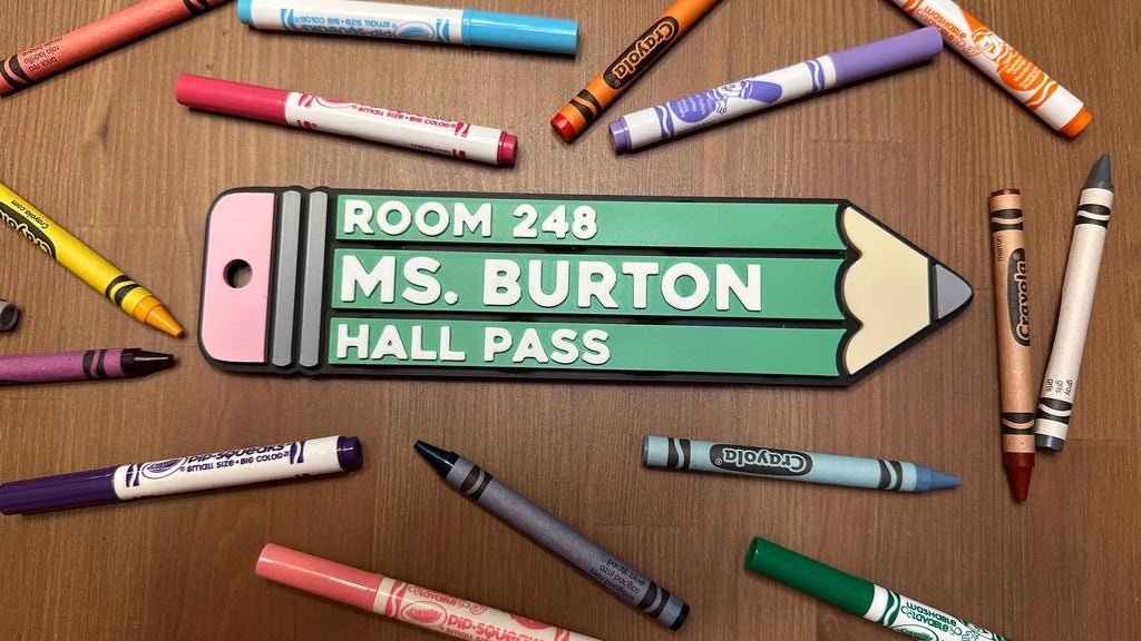 Custom 3D Printed Hall Pass | Teacher Gift | Durable, Reusable and Fun School Pencil Designs