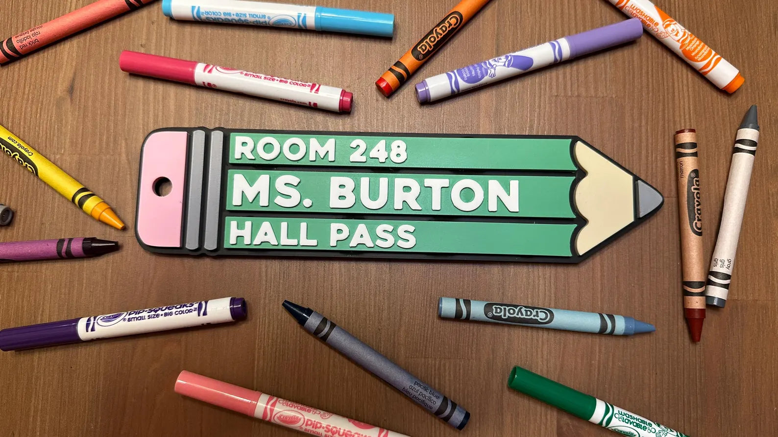 Custom 3D Printed Hall Pass | Teacher Gift | Durable, Reusable and Fun School Pencil Designs