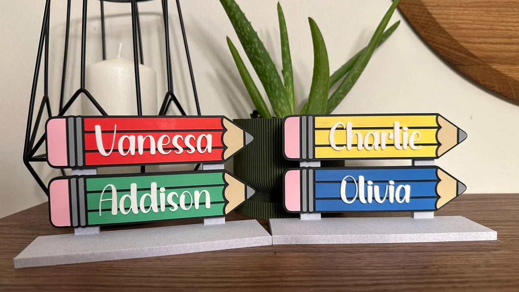 Custom 3D Printed Pencil Name Magnets – Personalized School, Locker & Refrigerator Magnets | Teacher Gift | Classroom Décor