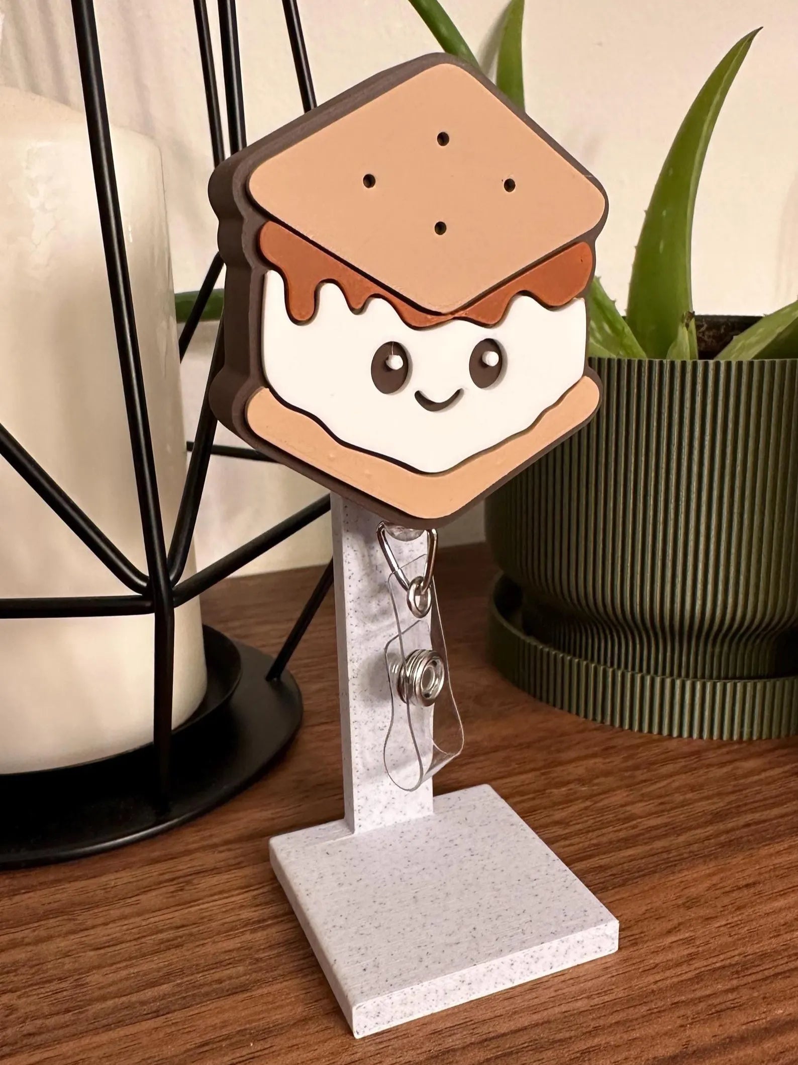 S’mores Badge Reel – Cute Campfire Treat ID Holder | 3D Printed Nurse Badge Reel | Sweet Fall & Summer Accessory