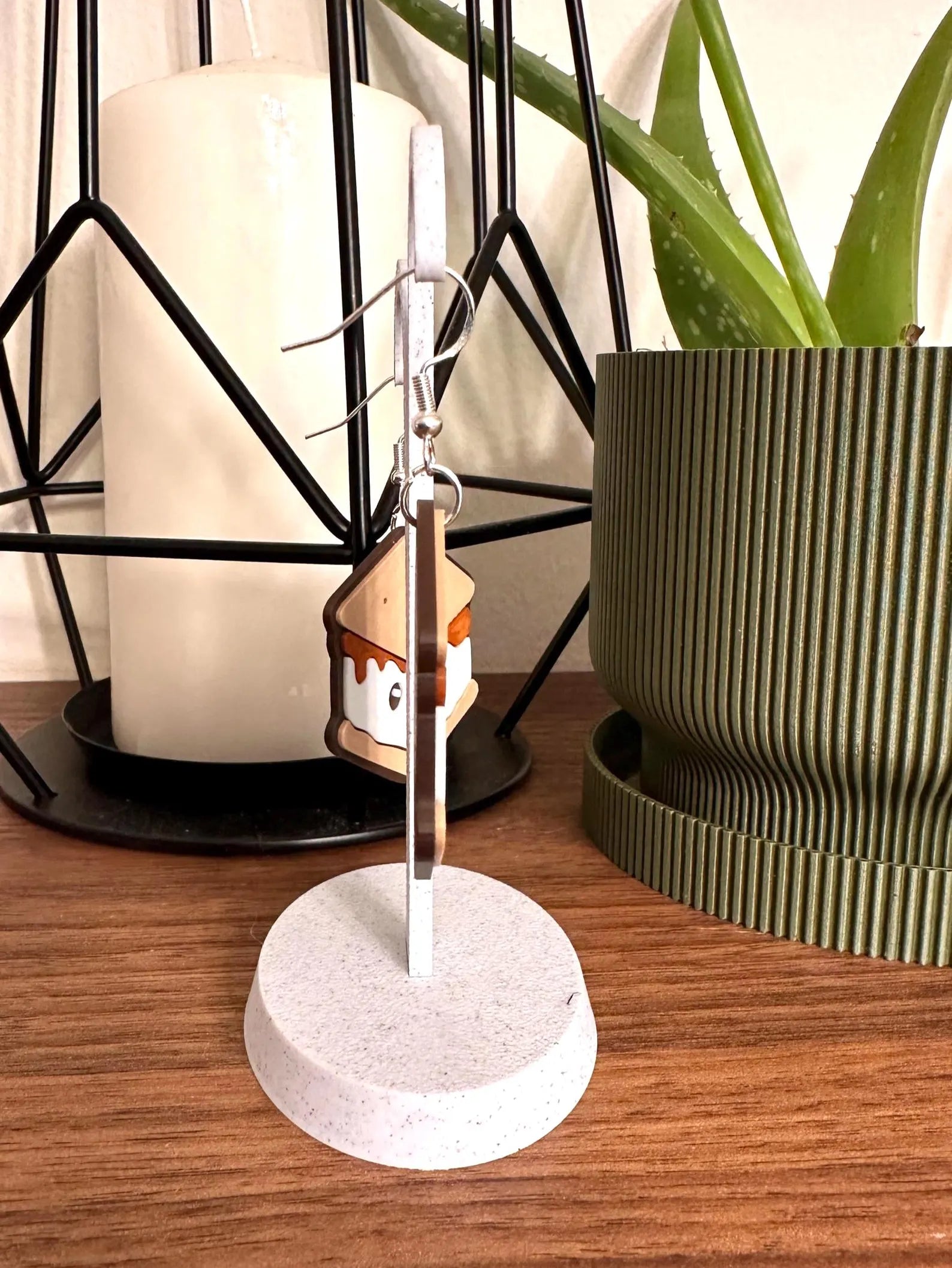 S’mores Earrings – Cute Snack Dangle Earrings | 3D Printed Campfire Treat Jewelry | Fun Gift for Food Lovers