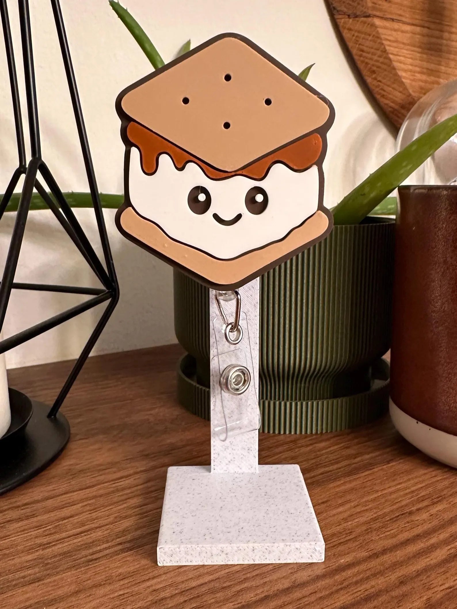 S’mores Badge Reel – Cute Campfire Treat ID Holder | 3D Printed Nurse Badge Reel | Sweet Fall & Summer Accessory