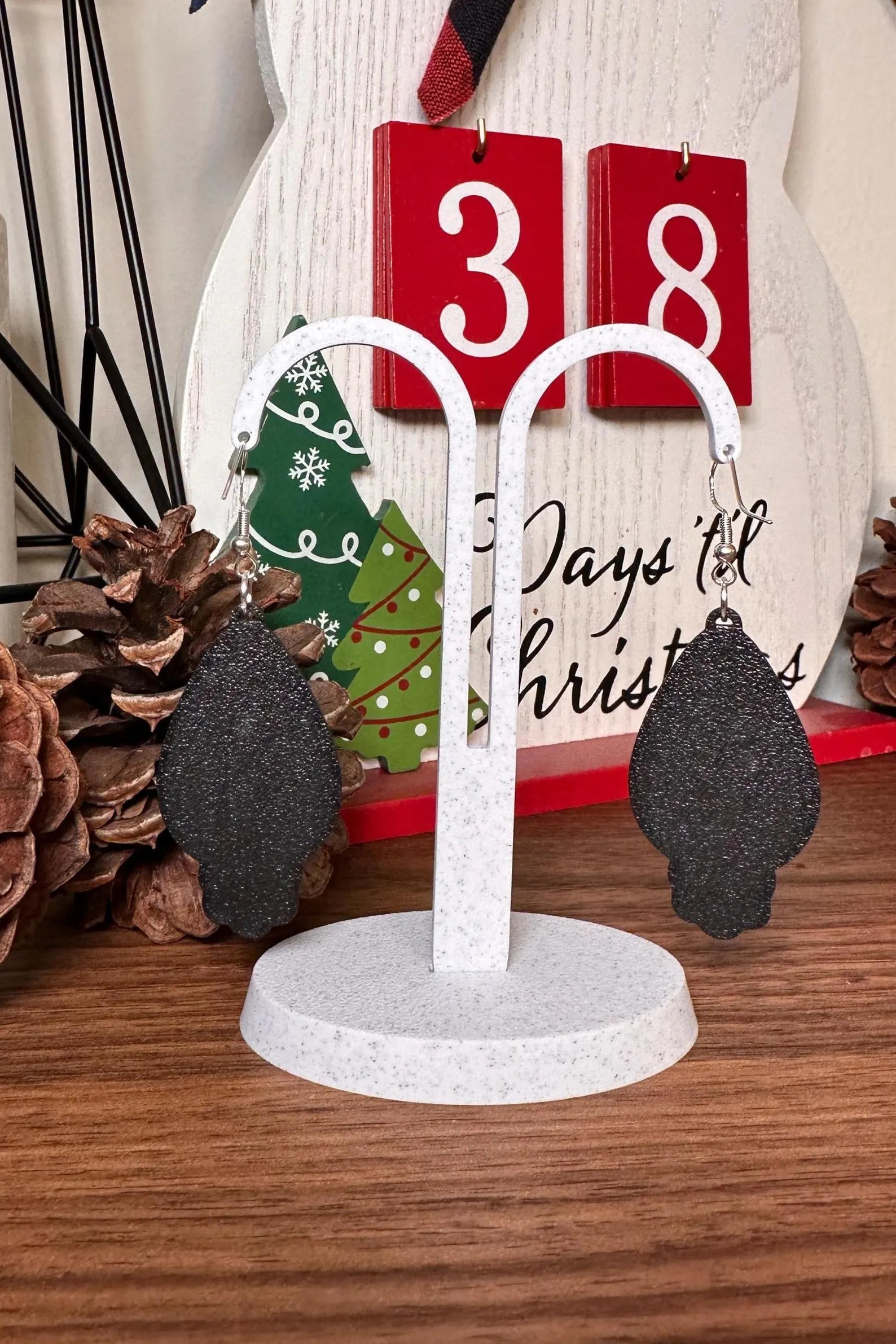 3D Printed Christmas Light Earrings • Holiday Jewelry • Festive Lightweight Gift