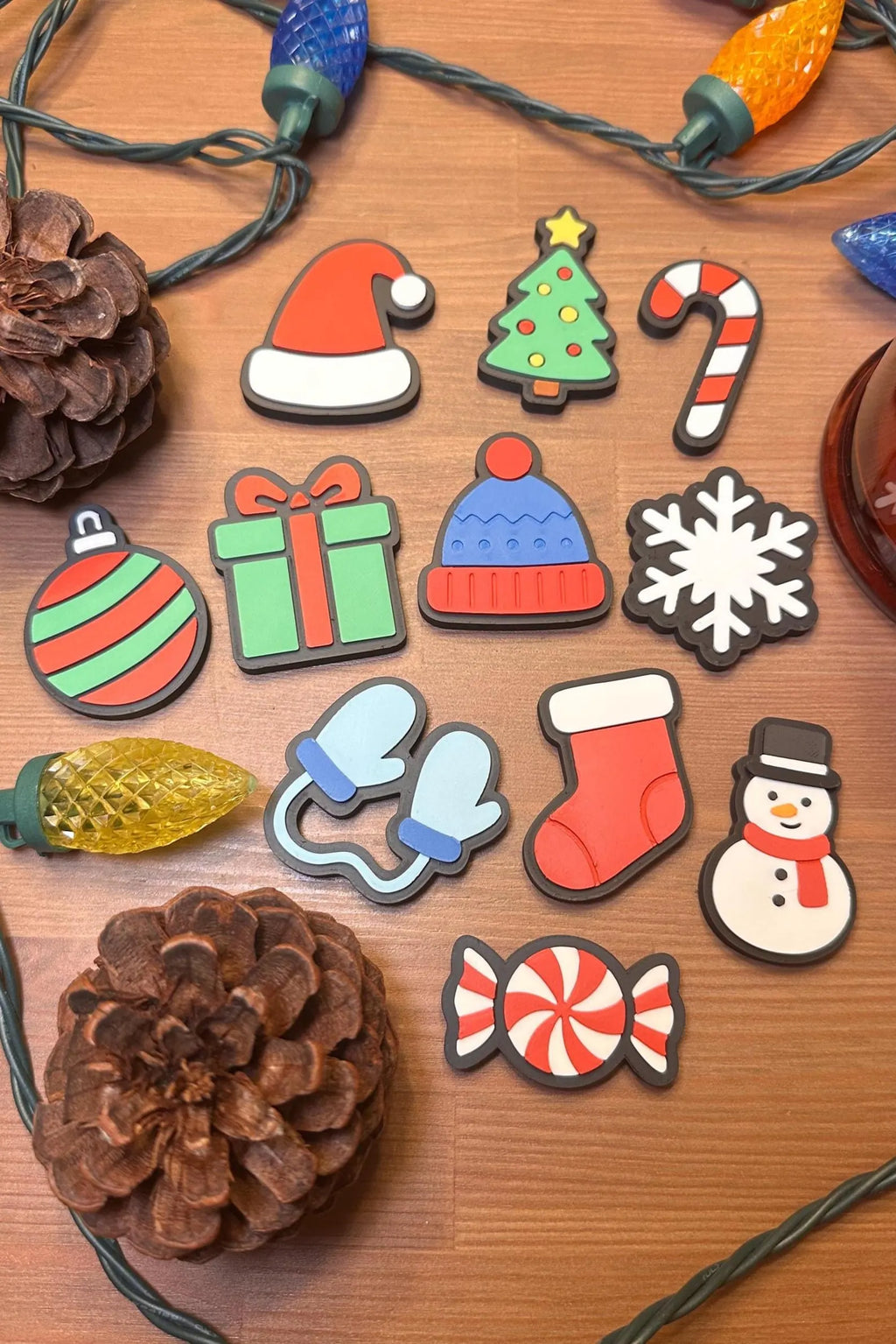 Christmas Magnet Set | Hidden Magnets | Snowman, Tree, Ornament, Candy Cane, Peppermint | Winter Fridge Decor | 3D Printed